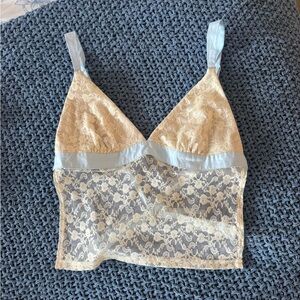 Edikted Lace Bralette in Cream and Blue